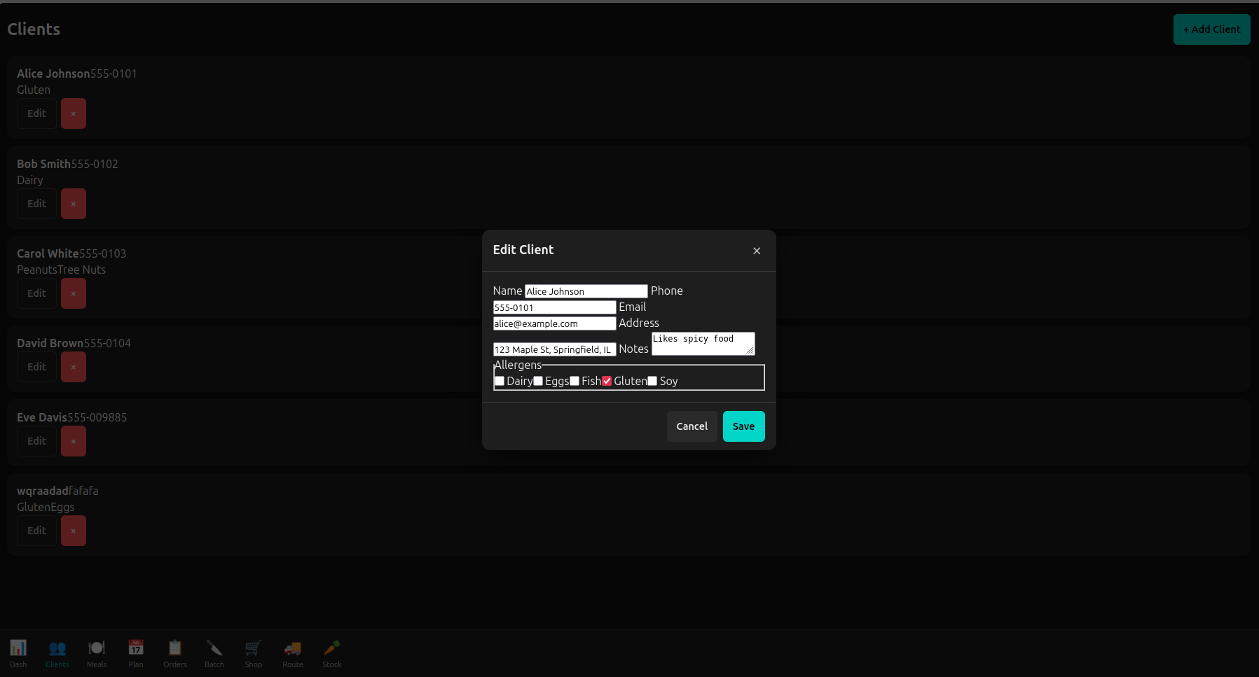 Edit client details
